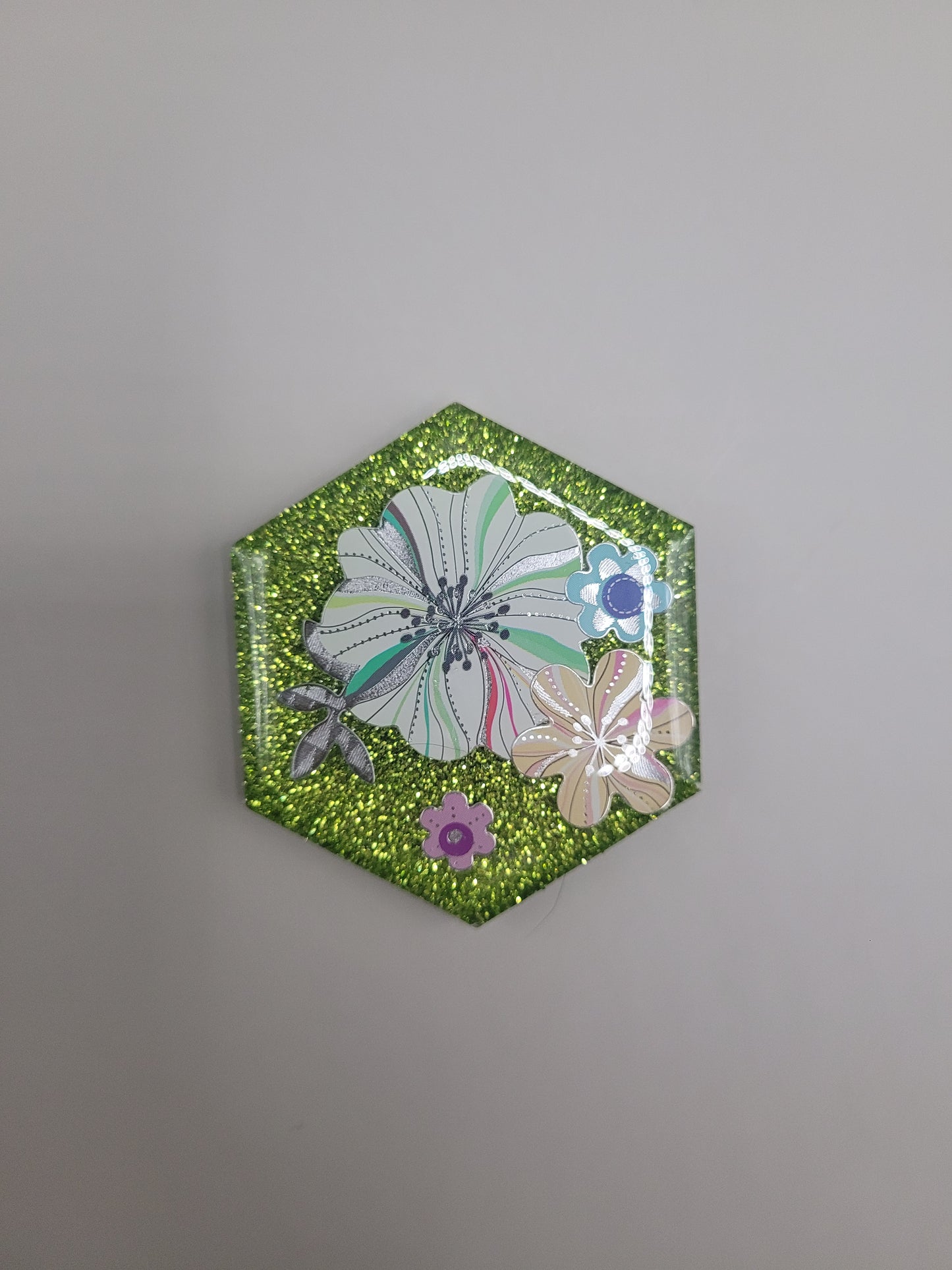 Green Floral Badge Face