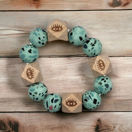 Teal Eye Teether Ring